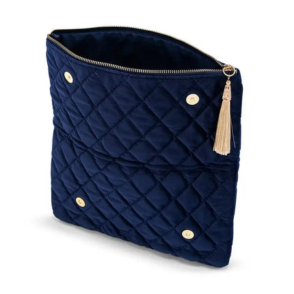 Personalized Fold Over Velvet Clutch - Navy Blue