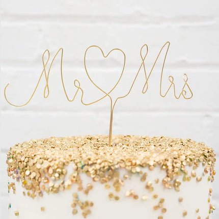 Mr & Mrs Twisted Wire Wedding Cake Topper