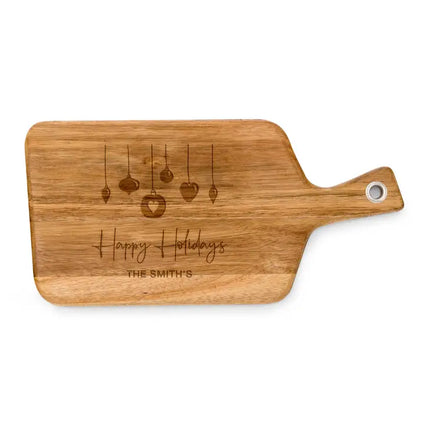 Personalized Wooden Cutting and Serving Board with Christmas Ornaments