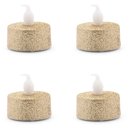 Gold Glitter Flameless LED Tealight Candle (Set Of 4)