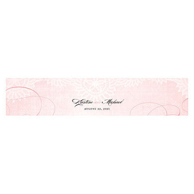 Pink Vintage Lace Water Bottle Sticker Label personalized with bride and groom's name.