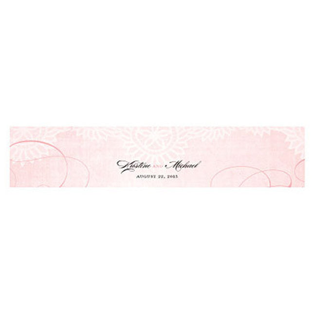 Pink Vintage Lace Water Bottle Sticker Label personalized with bride and groom's name.