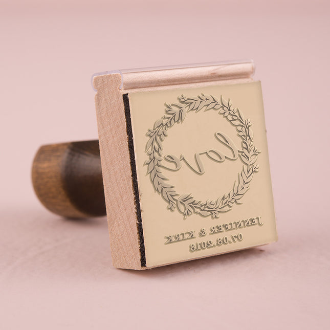 Love Wreath Personalized Rubber Stamp