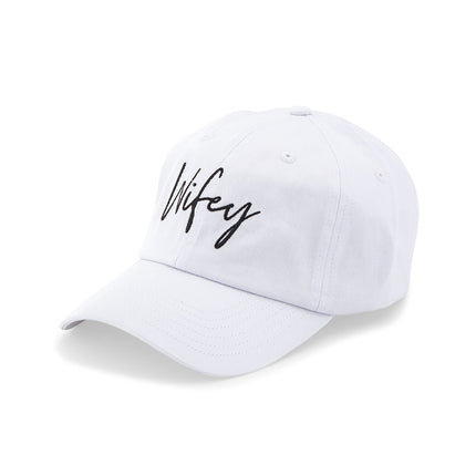 Wifey Script Embroidered White Hat