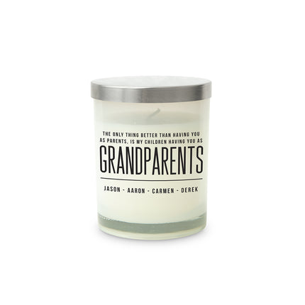 Grandparents Personalized Glass Jar Gift Candle With Lid - Scented or Unscented