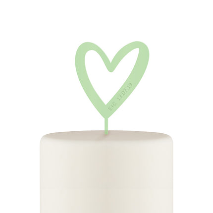 Personalized Mod Heart Acrylic Cake Topper - Daiquiri Green