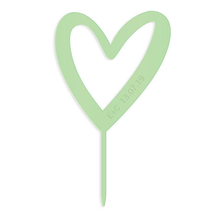 Personalized Mod Heart Acrylic Cake Topper - Daiquiri Green