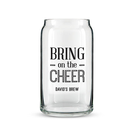 Can Shaped Glass Personalized - Bring on the Cheer Printing Black