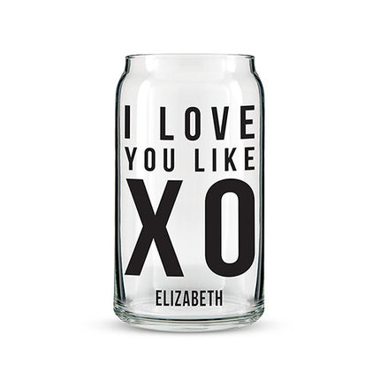 Can Shaped Glass Personalized - I Love You Like XO Printing Black