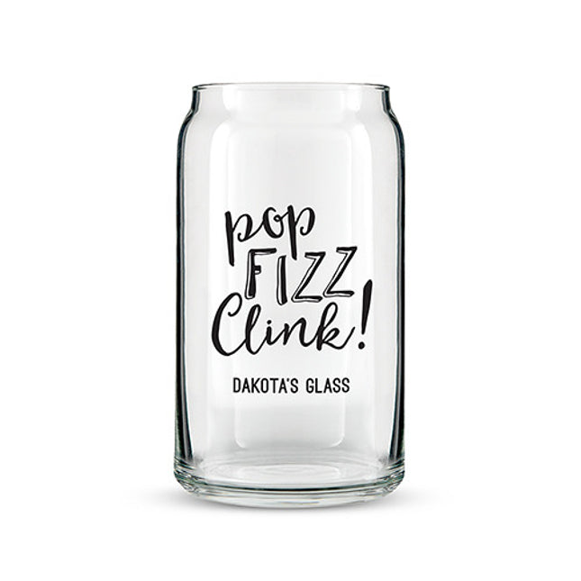 Can Shaped Glass Personalized - Pop Fizz Clink! Printing Black
