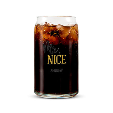 Can Shaped Glass Personalized - Mr. Nice Standard Font