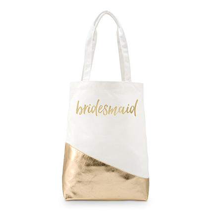 Large Canvas Tote Bag with Metallic Gold - Script Font