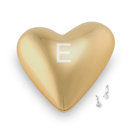 Gold Modern Heart Jewelry Box - Single Initial Etching