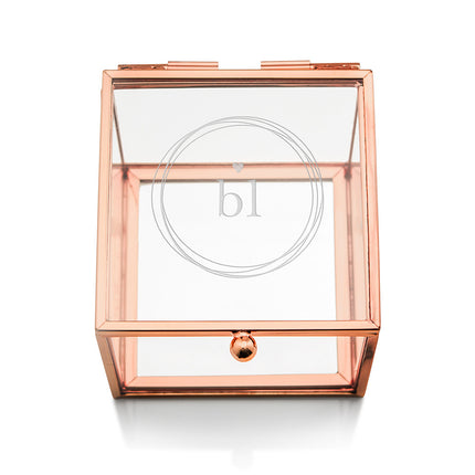 Small Glass Jewelry Box with Rose Gold - Monogram Simplicity Etching