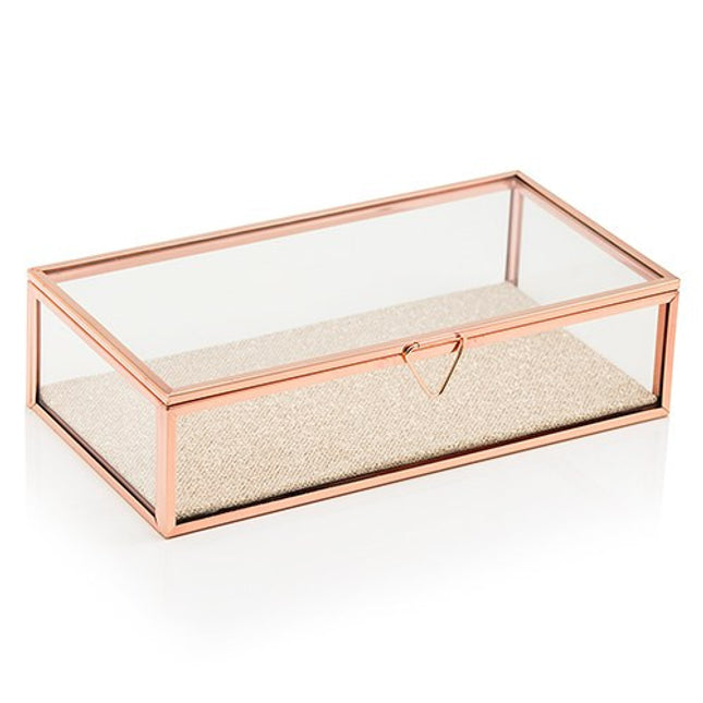 Personalized Glass Jewelry Box with Rose Gold