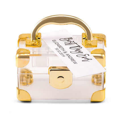 Mini Travel Suitcase Favor Box - Gold