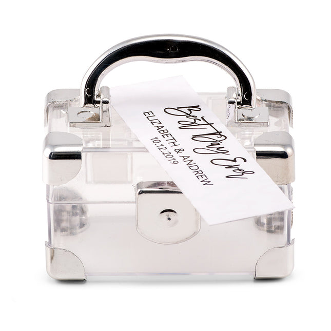 Mini Travel Suitcase Favor Box - Silver
