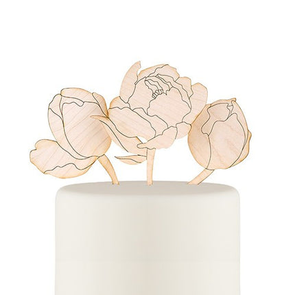 Maple Laminate Flower Wedding Cake Topper Set