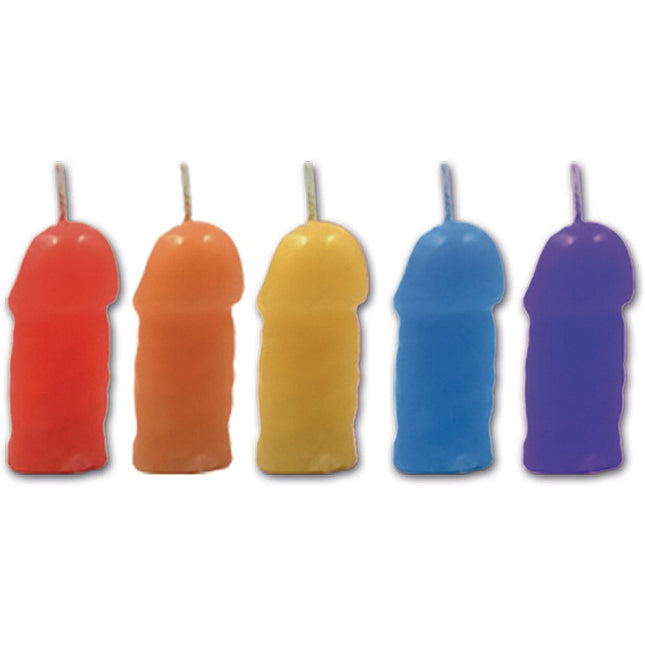 Rainbow Pecker Party Candles - 5 Pack HTP3142