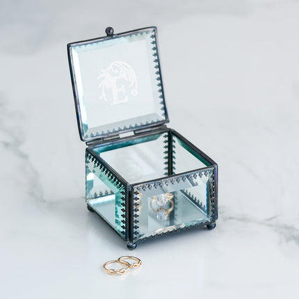 Vintage Inspired Glass Jewelry Box - Modern Fairy Tale Monogram Etching