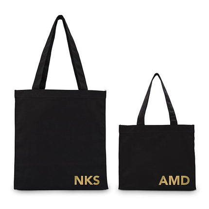 Modern Monogram Black Canvas Tote Bag Tote Bag with Gussets