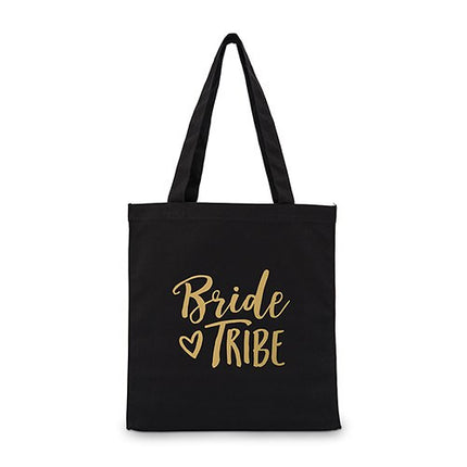 Bride Tribe Black Canvas Tote Bag Tote Bag with Gussets -Large