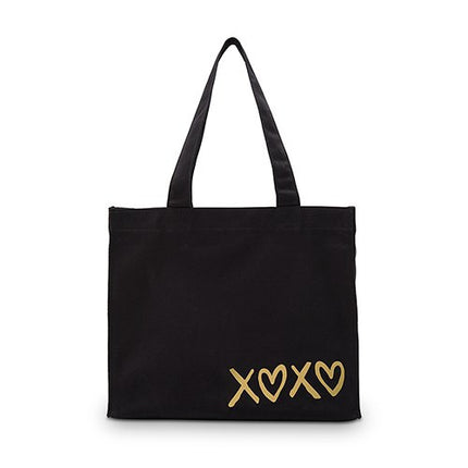 XOXO Black Canvas Tote Bag Tote Bag with Gussets - Small