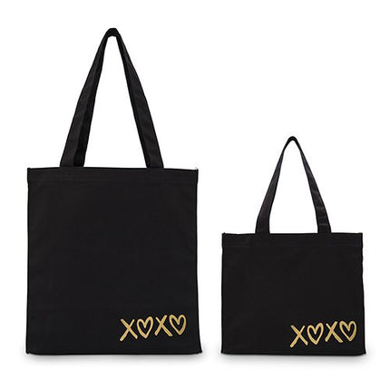 XOXO Black Canvas Tote Bag Tote Bag with Gussets