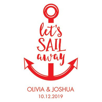 Personalized White Canvas Tote Bag - Let's Sail Away Tote Bag with Gussets Red