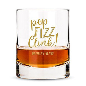 Personalized Whiskey Glasses with Pop Fizz Clink! Printing Gold