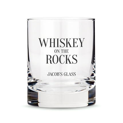 Personalized Whiskey Glasses with Whiskey Rocks Print