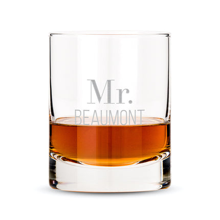 Personalized Whiskey Glasses with Two Line Text Etching