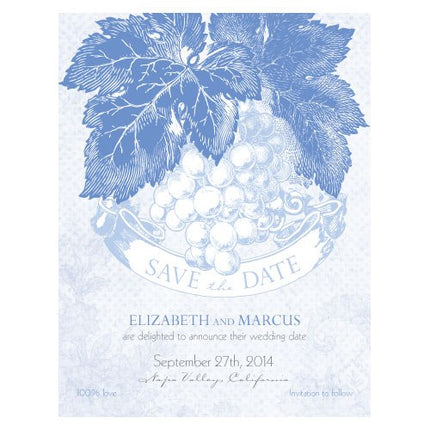 A Wine Romance Save The Date Card Periwinkle Blue (Pack of 25)