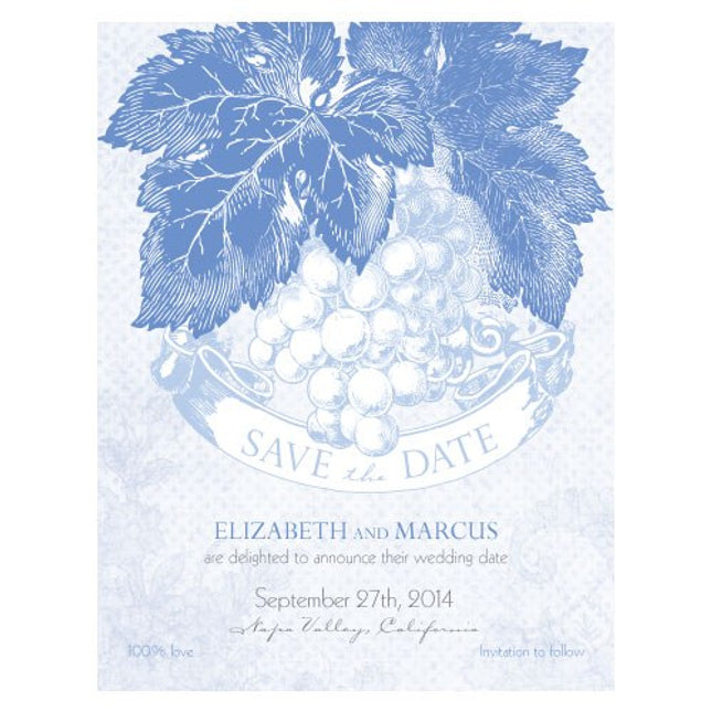 A Wine Romance Save The Date Card Periwinkle Blue (Pack of 25)