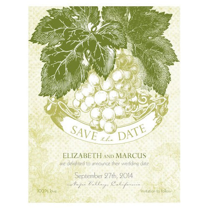 A Wine Romance Save The Date Card Willow Green (Pack of 25)