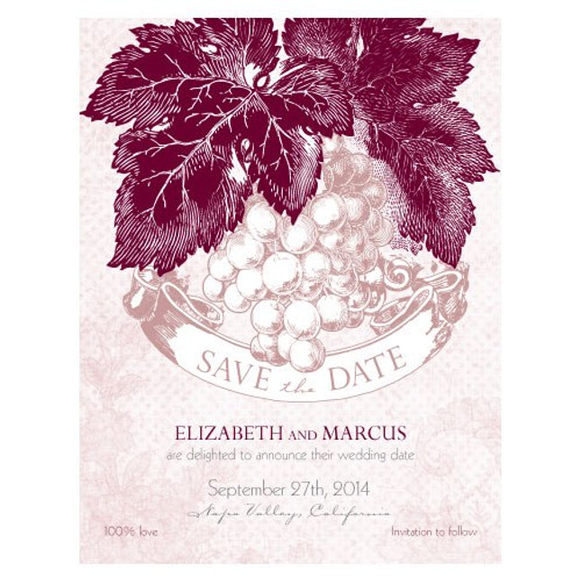 A Wine Romance Save The Date Card Berry Red (Set of 25)