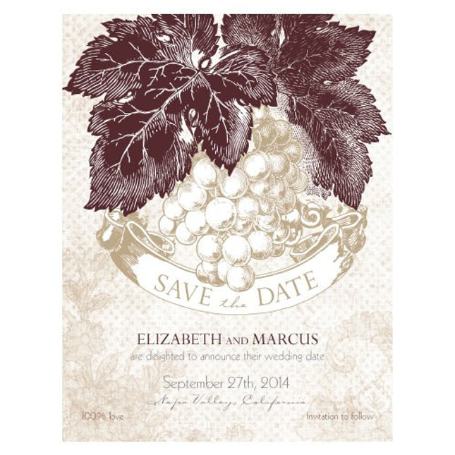 A Wine Romance Save The Date Card Chocolate Brown (Pack of 25)
