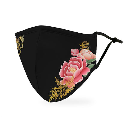 Personalized Adult Protective Floral and Black Reusable Cloth Face Mask