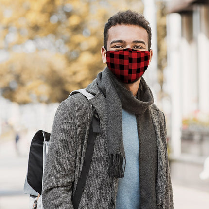 Cloth Reusable Washable Face Mask - Red and Black Plaid
