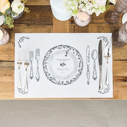 Personalized Antique Chic Paper Place Mat Table Setting