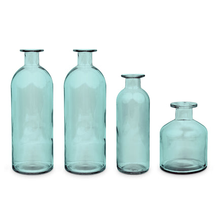 Decorative Colored Glass Bottle Vase Set - 4 Pieces