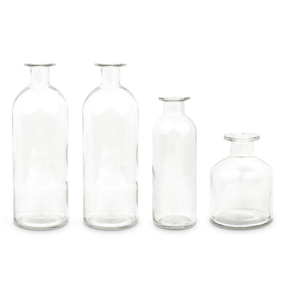 Decorative Colored Glass Bottle Vase Set - 4 Pieces – Butter Be Mine