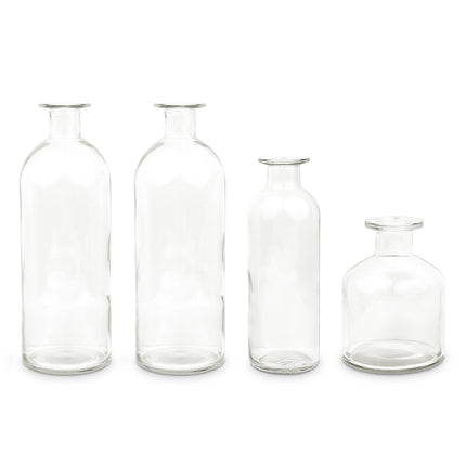 Decorative Colored Glass Bottle Vase Set - 4 Pieces
