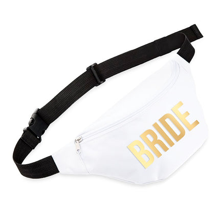 White and Black Fanny Pack for Bride