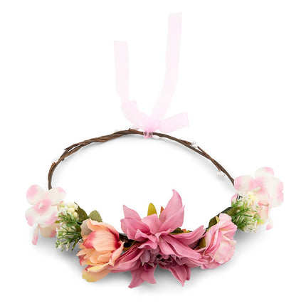 Bridal Party Flower Crown Wreath - Dusty Pink Dahlia Medley