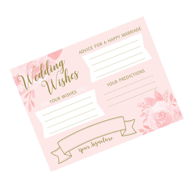 Pink and Gold Bridal Shower Best Wishes Stationery Party Game Card