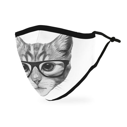 Cat with Glasses Adult Protective Cloth Face Mask