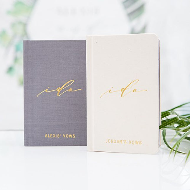 I Do Personalized Linen Wedding Vows Pocket Journal
