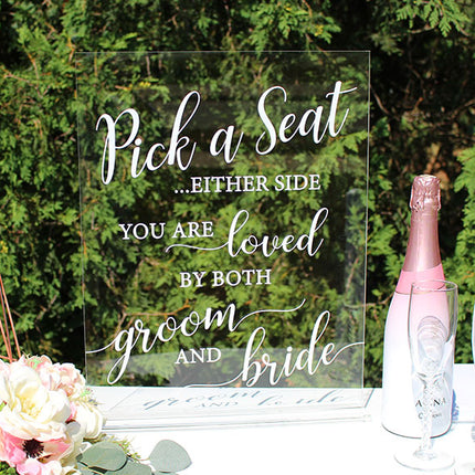 Clear Acrylic Wedding Seating Sign Wedding Ceremony Seating Sign