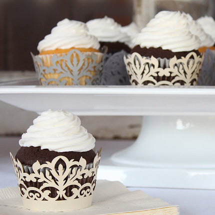 Cupcake Wraps with Decorative Damask Design